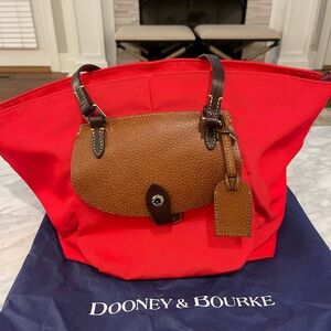 Dooney & Bourke Red Tote with Brown Accents
